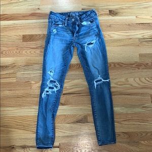 american eagle distressed jeans with patches